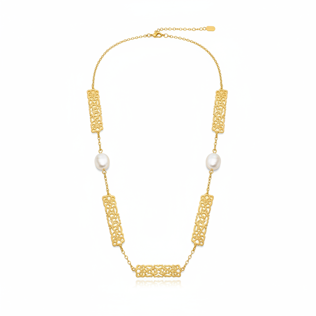 Arabesque Pearl Link Necklace