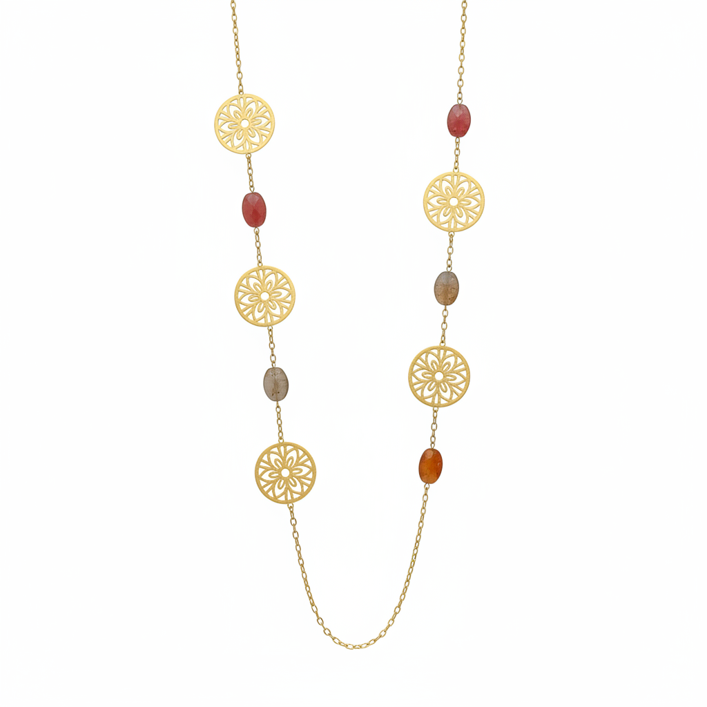 Arabesque Floral Beaded Necklace