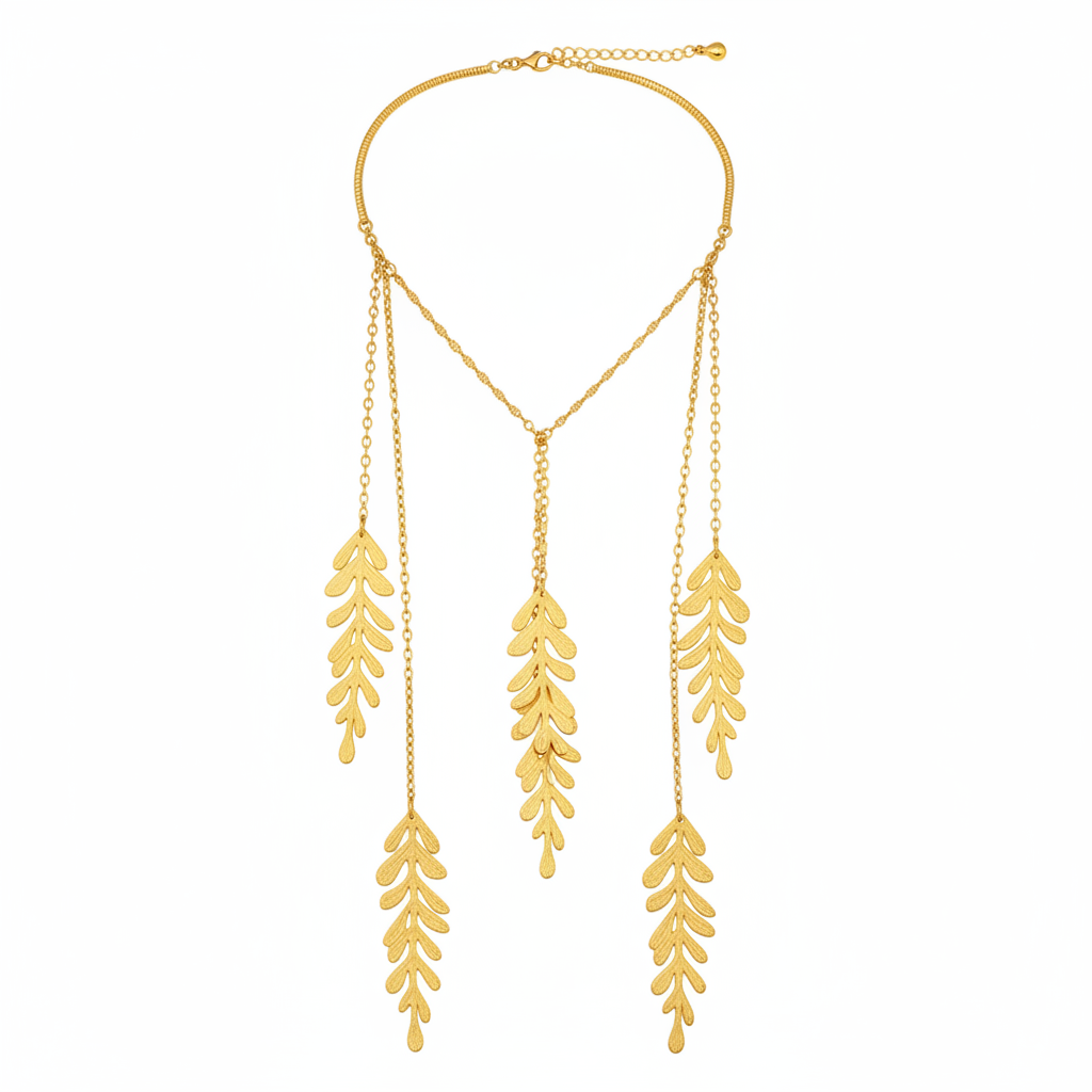 Golden Leaf Cascade Necklace