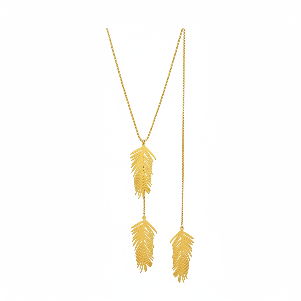 Golden Feather Layered Necklace