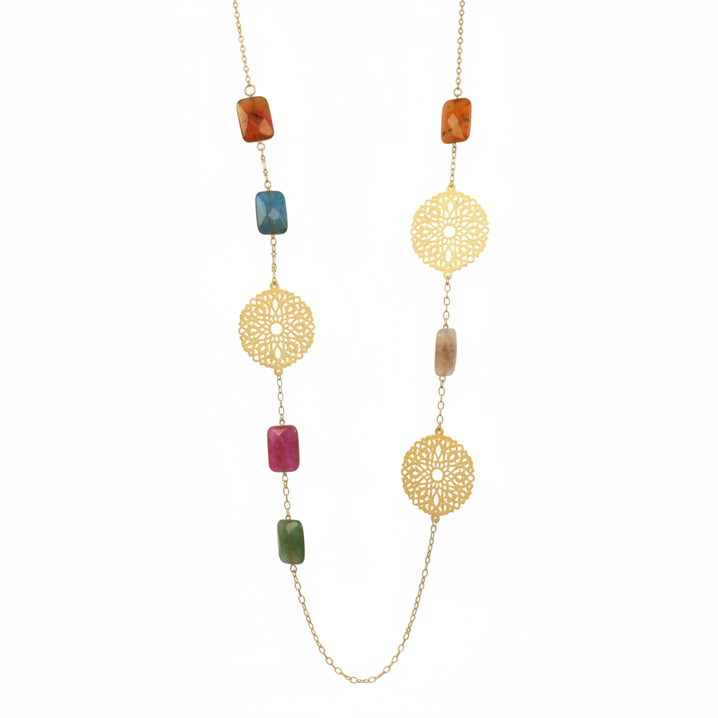 Multicolor Stone Arabesque Necklace