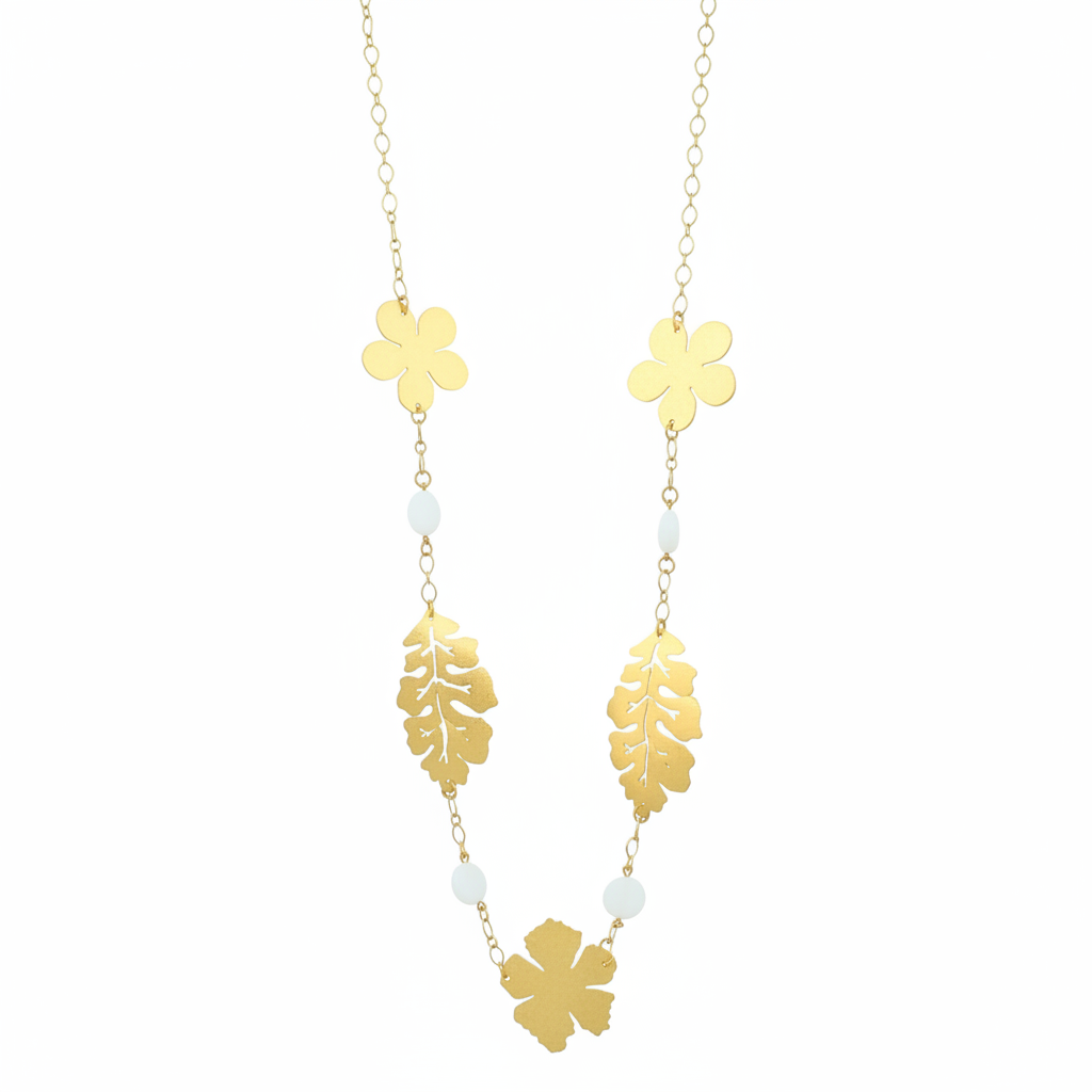 Golden Botanical Charm Necklace