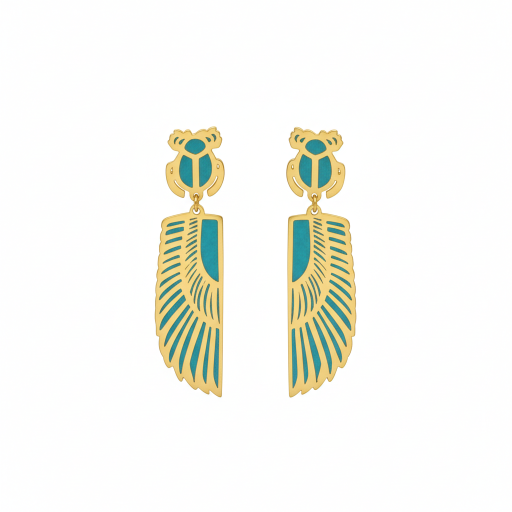 Sacred Scarab Wings Earrings