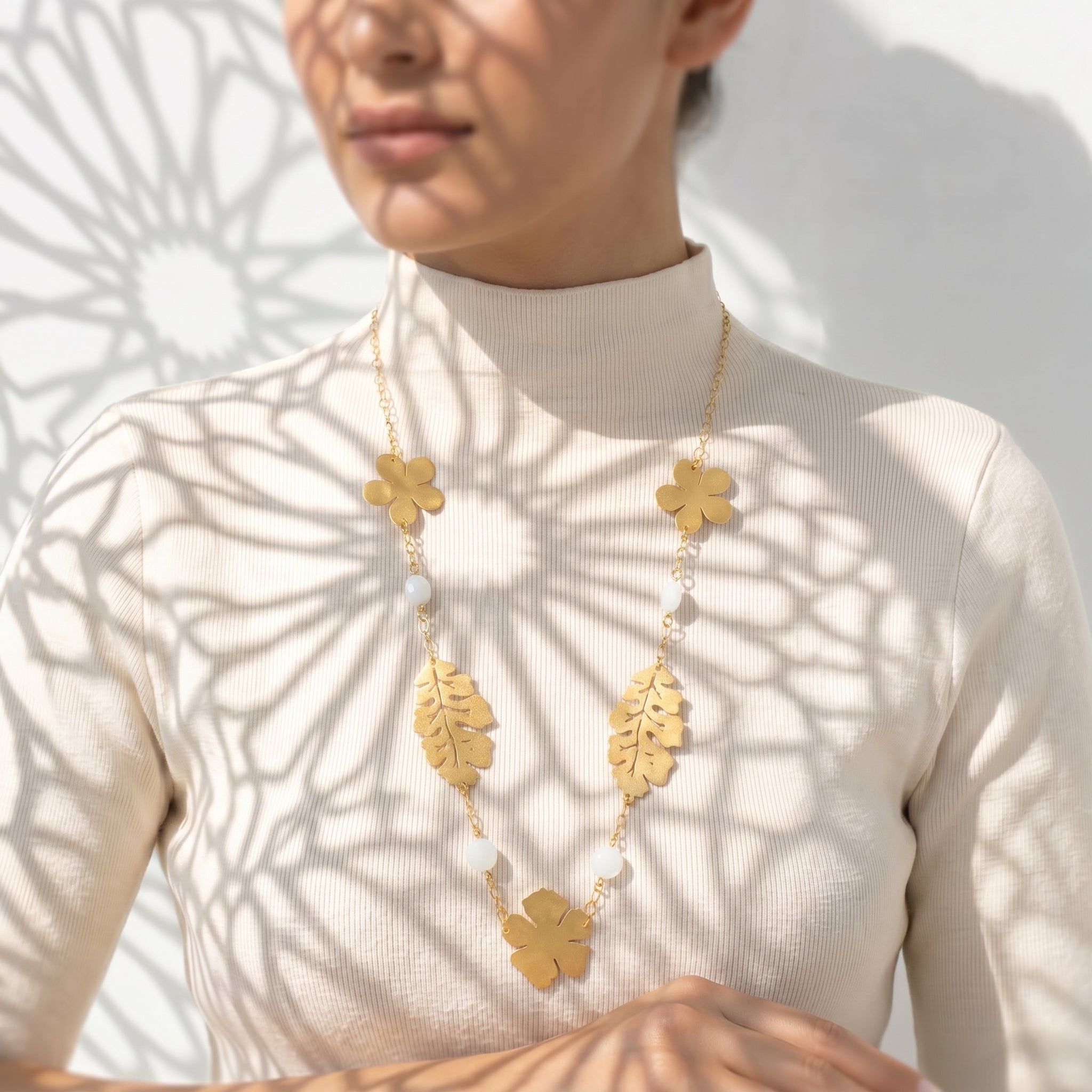 Golden Botanical Charm Necklace