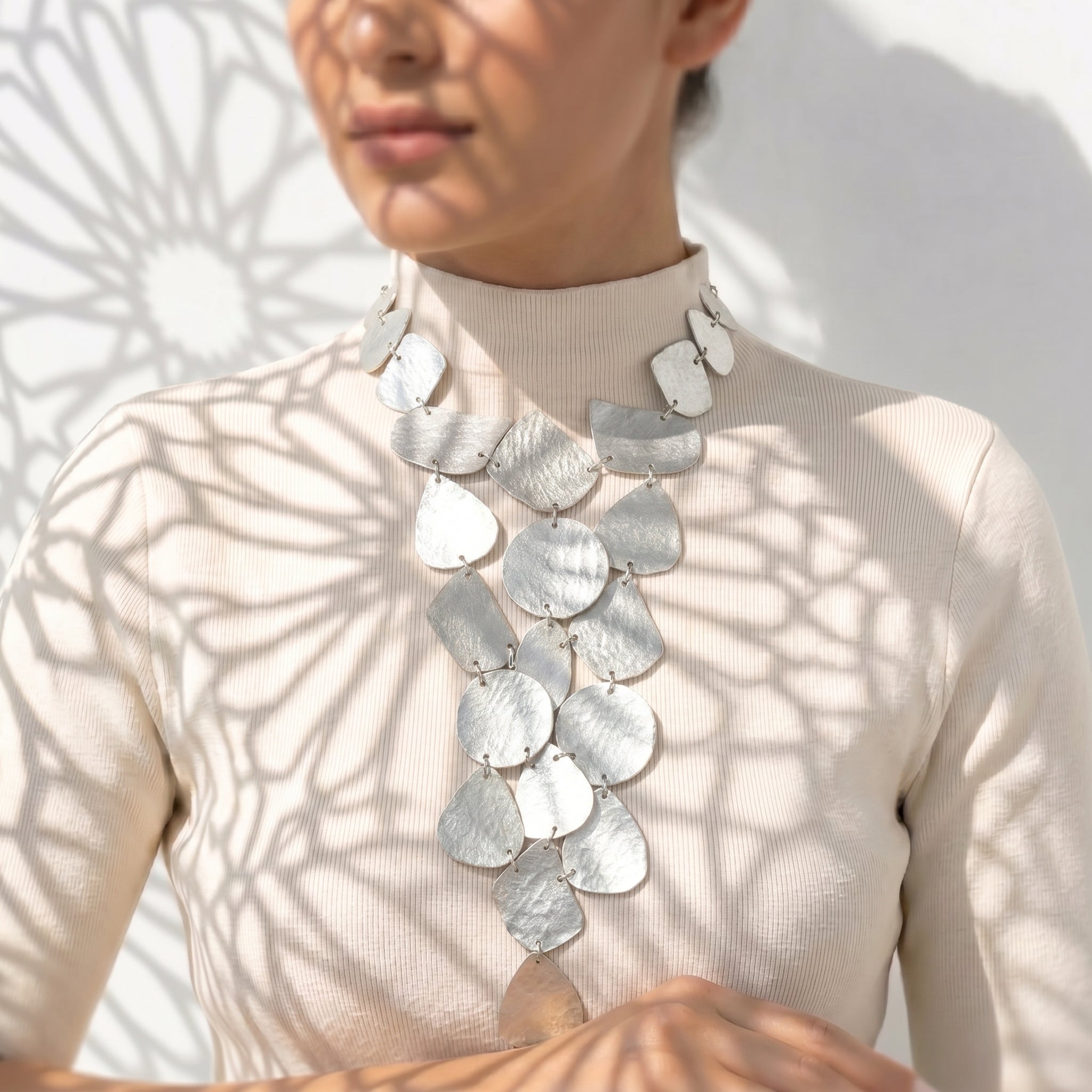 Silver Cascade Statement Necklace