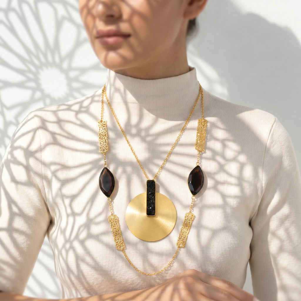 Midnight Stone Layered Necklace