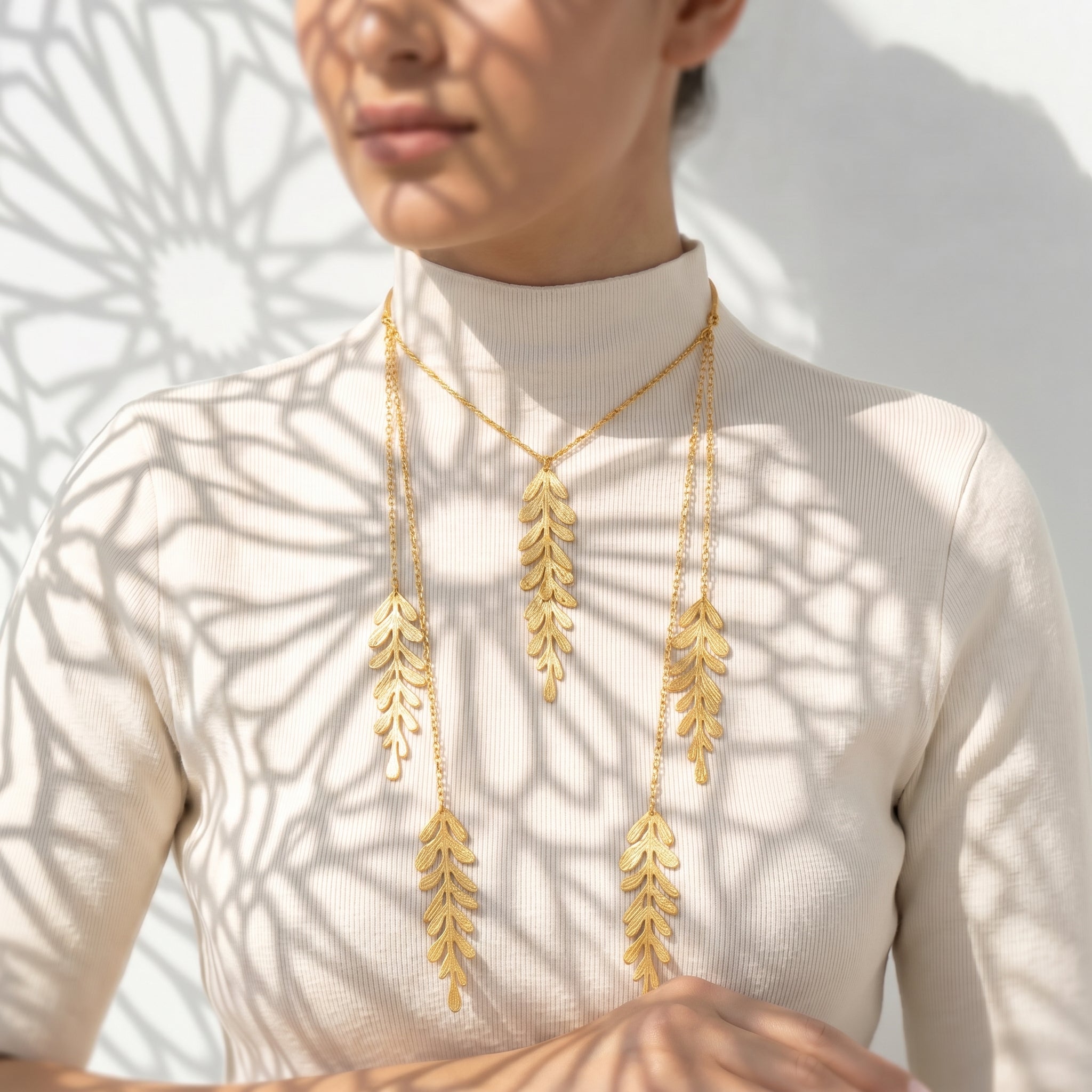 Golden Leaf Cascade Necklace