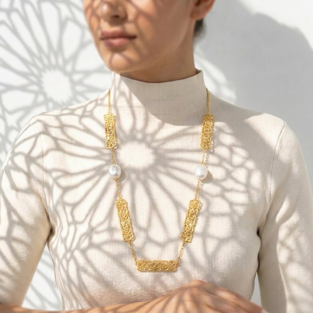 Arabesque Pearl Link Necklace